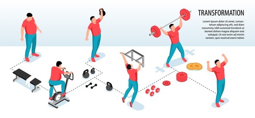 Isometric Fitness Transformation Infographics