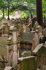 Old Jewish Cemetery Prague in Czech Republic.