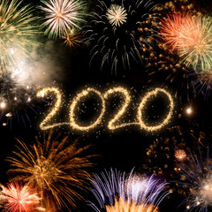 2020 New Year fireworks background