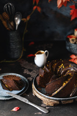 Chocolate autumn cake with orange zest. Autumn cake
