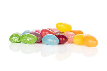 Lot of whole jelly bean candy heap isolated on white background