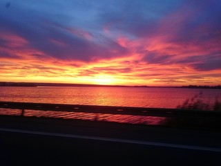 sunset over lake