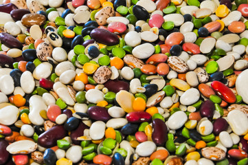 Fototapeta na wymiar A large assortment of many variety of beans
