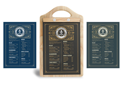 Restaurant Menu Layout with Ornamental Elements 