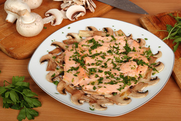 Salmon Carpaccio with Mushrooms