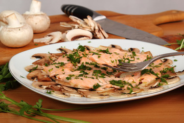 Salmon Carpaccio with Mushrooms