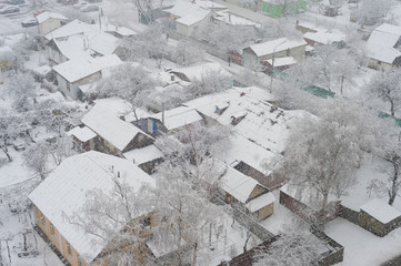 privat buildings snow winter aerial