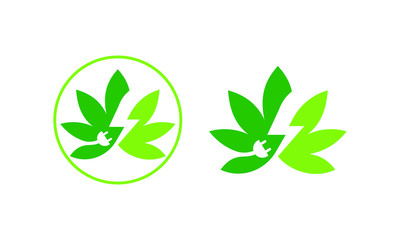 cannabis or marijuana leaf logo icon with lightning bolt illustration, Marijuana leaf logo design template, Cannabis Leaf Logo Design 