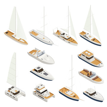 Yachting Isometric Icon Set