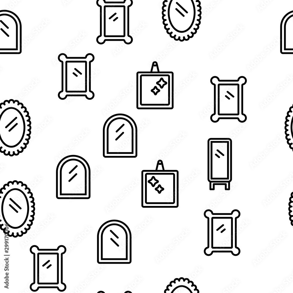 Poster mirror different form vector seamless pattern thin line illustration