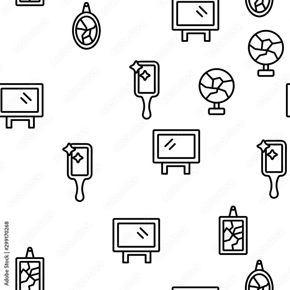 Poster mirror different form vector seamless pattern thin line illustration