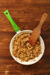 Fried Cabbage. Making. Ready to eat.