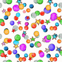 Watercolor hand drawn color grunge holiday dots  vintage seamless pattern