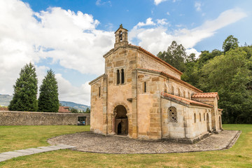 Fototapeta na wymiar Villaviciosa, Spain. The Church of the Holy Savior (San Salvador) of Valdedios, a Roman Catholic pre-romanesque church located in Asturias