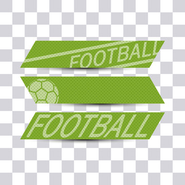 Three green football banners isolated on transparent background