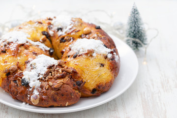 typical portuguese fruit cake Bolo rainha