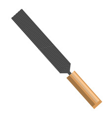 File, rasp for working with wood and metal. Vector illustration. Isolated object. Tool for workbench, workshop.