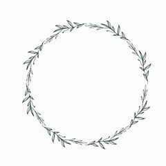 Elegant floral Decorative circle frame Border - For invitations, logos, graphic design. Wedding, celebration.