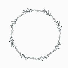 Elegant floral Decorative circle frame Border - For invitations, logos, graphic design. Wedding, celebration.