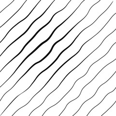 Abstract long curly and wavy black lines on white background