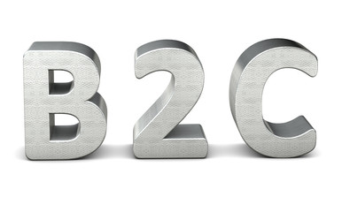 3d rendering text silver b2c