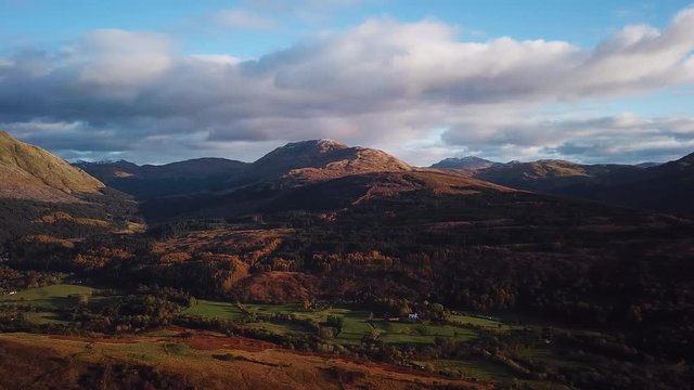 aerial footage of loch linnhe shot from duror on the west coast of scotland in the argyll region of the highlands of scotland showing corran ferry straight and shuna and lismore islands