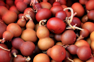brown gourd is stacked together