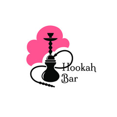 Hookah bar logo design isolated illustration