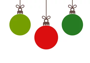 Foto op Plexiglas Christmas red and green balls hanging ornaments. © Studio Barcelona