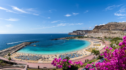 Landscape with Amadores beach on Gran Canaria, Spain