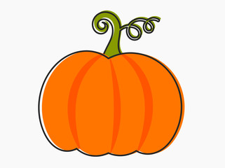 Orange pumpkin line cartoon icon.