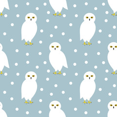 The snowy owl seamless winter pattern.