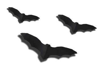 three bats of different size isolated on white background