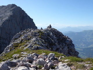 stones pyramids on a mountain