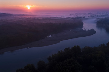 Morning mist on the oxbow lake on the Drava River