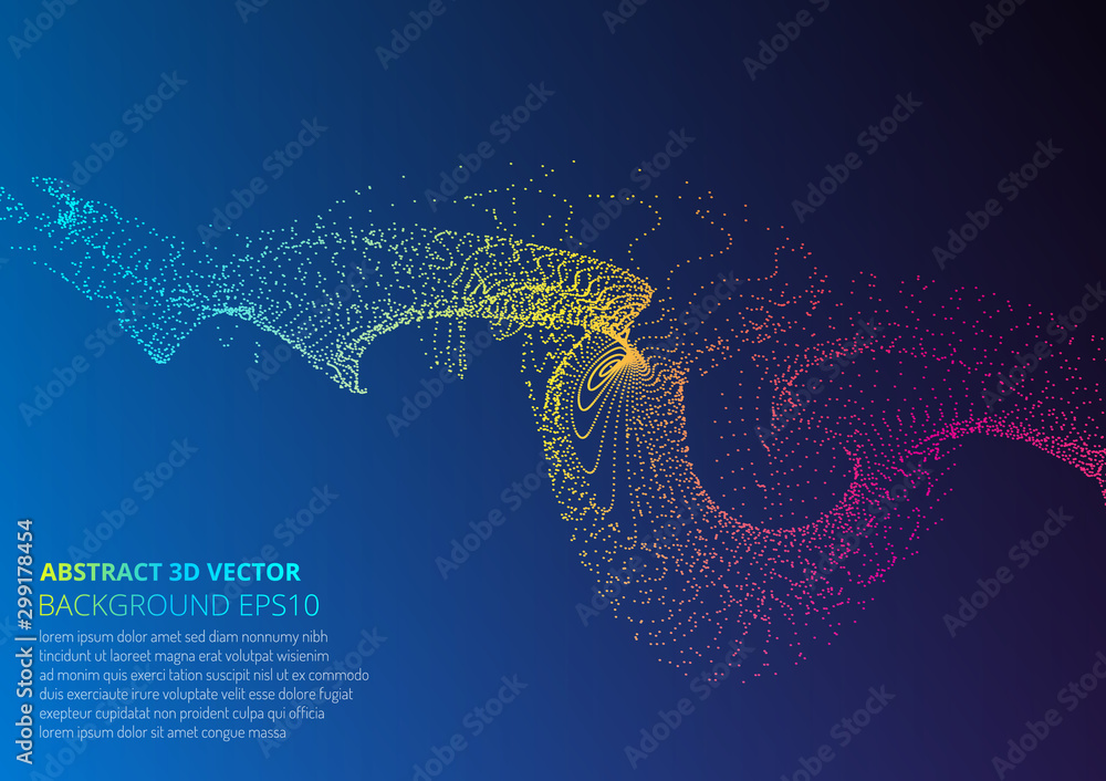 Poster abstract background with many particles. optical illusion of movement.
