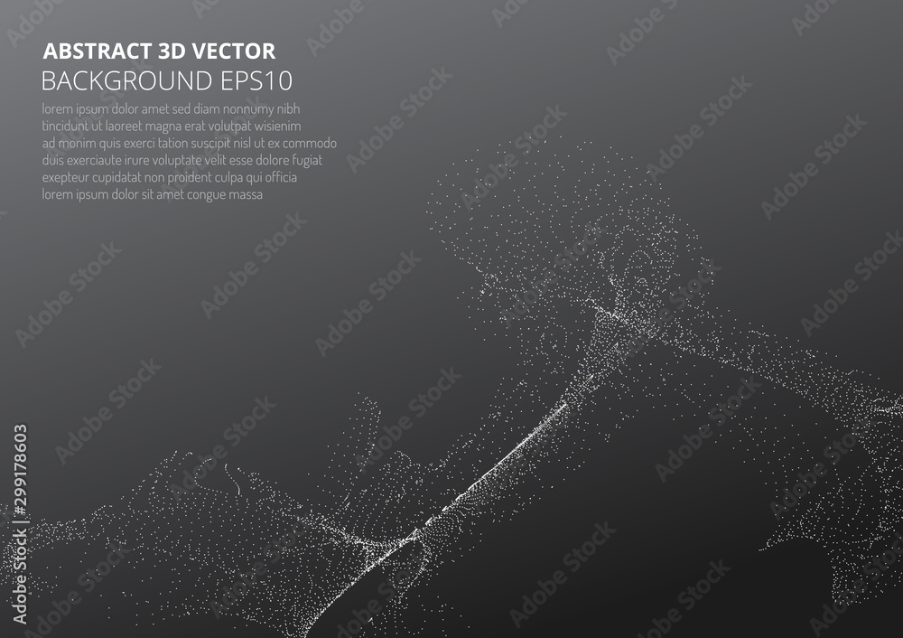 Poster abstract background with many particles. optical illusion of movement.