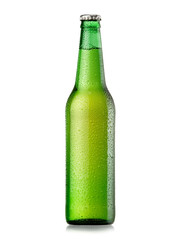 Green beer bottle with drops - 299179647