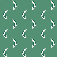 Vector Delicate Folk Rose Leaves on Green seamless pattern background.