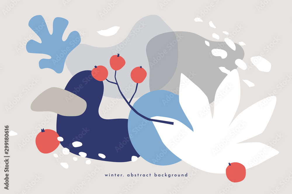 Aufkleber winter abstract pattern. a collection of chaotic spots with natural colorful shapes. trendy graphic 