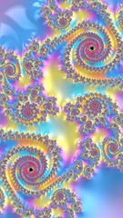 Artfully 3D rendering fractal, fanciful abstract illustration and colorful designed pattern