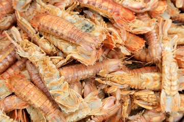 boiled shrimps are in the kitchen