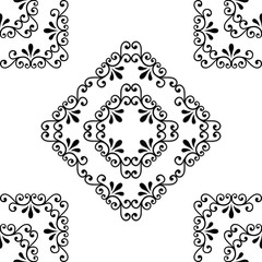 Seamless pattern texture of black square snowflakes isolated on a white background