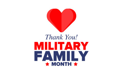 National Military Family Month in United States. Celebrate annual in November. Thank you for military family. Patriotic american elements. Poster, card, banner, background. Vector illustration
