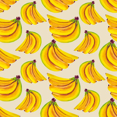 watercolor fruit seamless pattern with banana