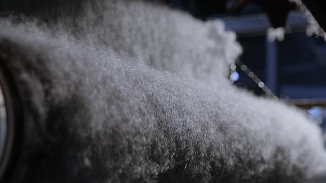 Polyester production, winding polyester on a roll, conveyor line