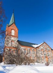 Fototapeta na wymiar Juva Church at winter day. Finland