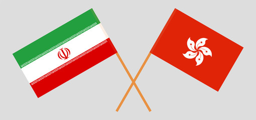 Hong Kong and Iran. Hongkong and Iranian flags