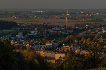 Hradec nad Moravici town in autumn sunny evening