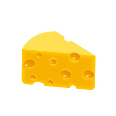 Triangular piece of cheese, cheese icon 3d, cheese realistic food, Vector illustration
